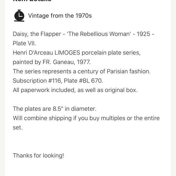 VTG Daisy la Garsonne la Femme Rebelle 1925 Plate